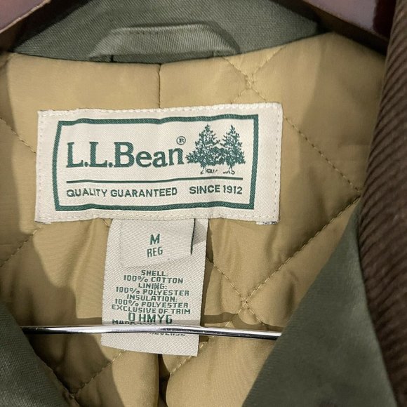 Vintage LL Bean Barn Coat Chore Jacket Hunting Quilt Lined Green Corduroy Mens M - Picture 3 of 6